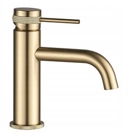 Złota szczotkowana bateria umywalkowa niska Lungo Grip Rea